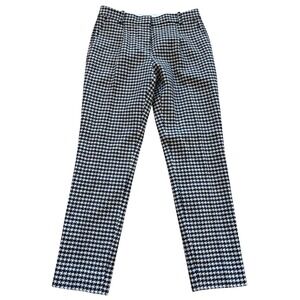 J.Crew Collection Houndstooth Straight Leg Pants Navy Ivory 29096 Size 2 NWT